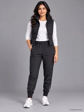 CALIA Black Athletic Joggers With Reflective Ankle Details M